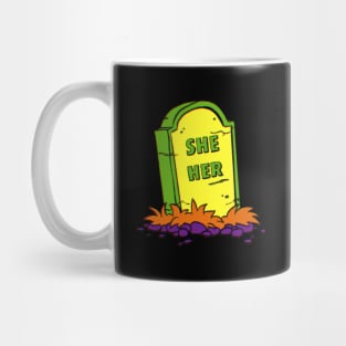 She/Her Pronoun Headstone Mug